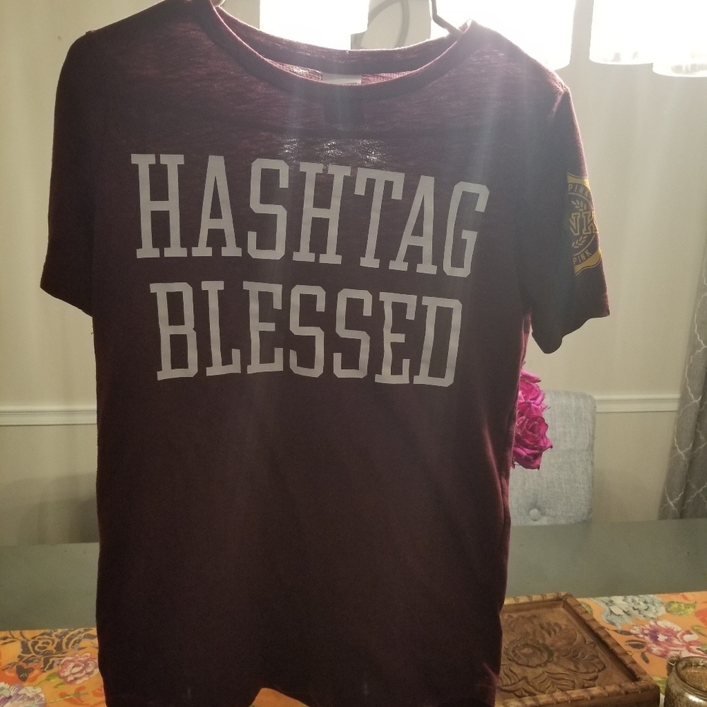 Junior's xsmall maroon pink Victoria secret tee